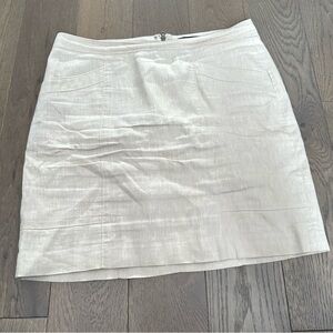 Ann Taylor Linen Blend Cream Mini Skirt